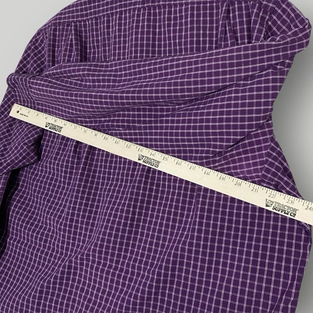 Polo Ralph Lauren Shirt Mens 17.5 XL Purple White Plaid Regent‎ Button Up